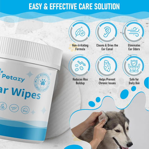 Unscented Dog Ear Wipes | Natural Cleaning Puppy Ear Wipes for Dogs | Remove Dirt Wax Itch Odor | 125 XL Pcs