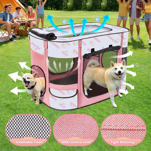 Cowhill 31"L 22"W 21"H, Foldable Dog Playpen Indoor,Expandable Puppy Playpen,Portable Pet Playpen for Small