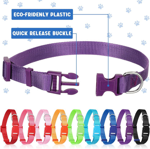 Amylove 27 Pcs Adjustable Nylon Dog Collar Bulk for Small Medium Dogs, 9 Colors with Quick Release Buckle for Daily Walk