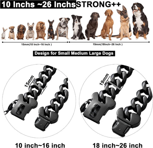 Black Cuban Link Dog Chain Collar 19mm with Secure Snap Buckle for Small Medium Pitbull (24")