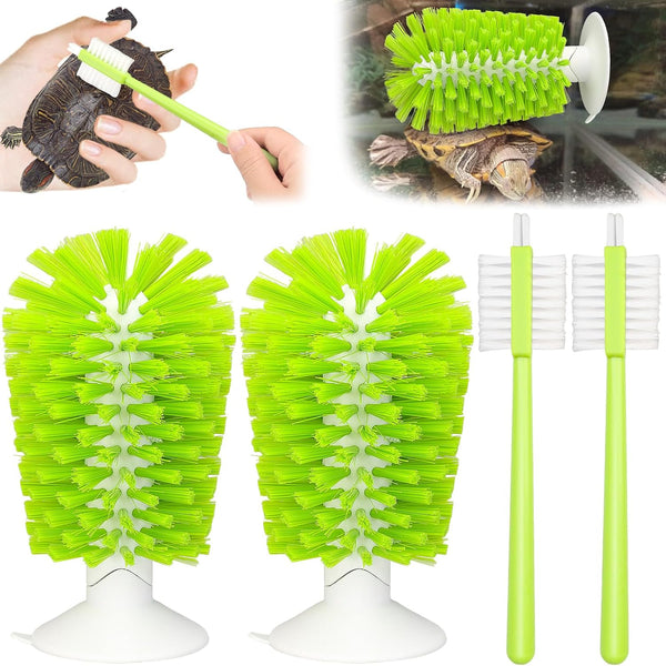 4 Pack Turtle Brush with Suction Cup for Tank, Turtle Shell Cleaning