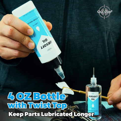 Qucship 4 oz 1 oz 100% Airsoft Oil & Needle Oiler Silicone Air Gun Oil, Multi-Purpose Airsoft Chamber Lube, All Purpose