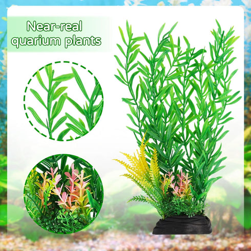 Fish Tank Plants, 20pcs Aquarium Decor Green Plants Artificial Aquarium Decorations Plant, Fish Tank Accessories for Household and Office Aquarium Simulation, Small to Large by QUOZUO
