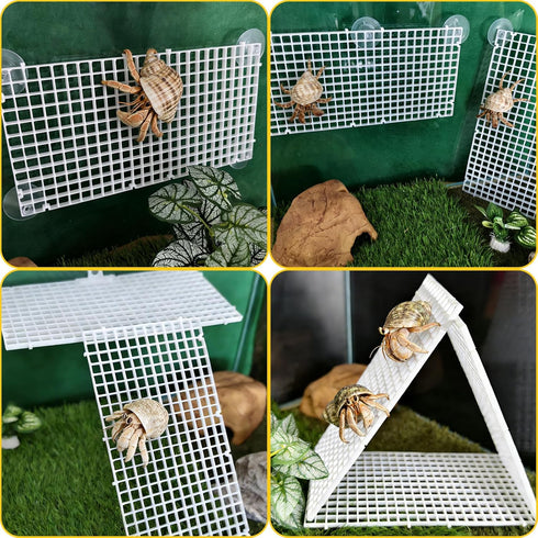 (4 Hamiledyi Hermit Crab Climbing Toys Hermit Crabs Plastic Climbing Grids Platform Ladder Bridge with Suction Cups