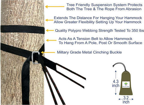 Hammock Bliss Deluxe Cinching Tree Straps, Heavy Duty Extra Long Adjustable Tree Straps, Set of 2 for Camping Hammock
