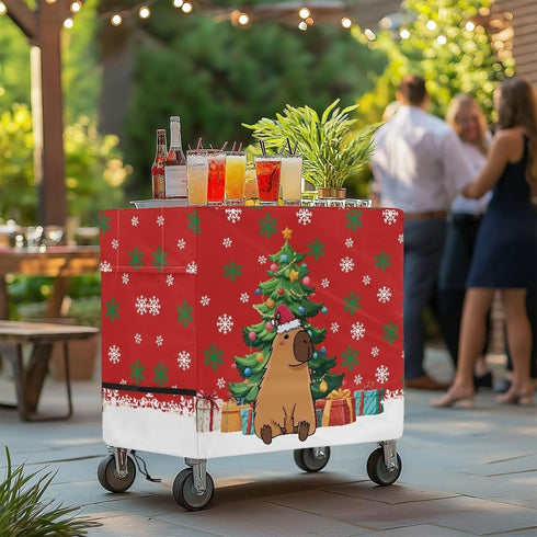 80-100 Christmas Patio Cooler Cover for Outdoor Bar Cart Anti Slip Durable Ice Chest Covers for Outdoor Quart