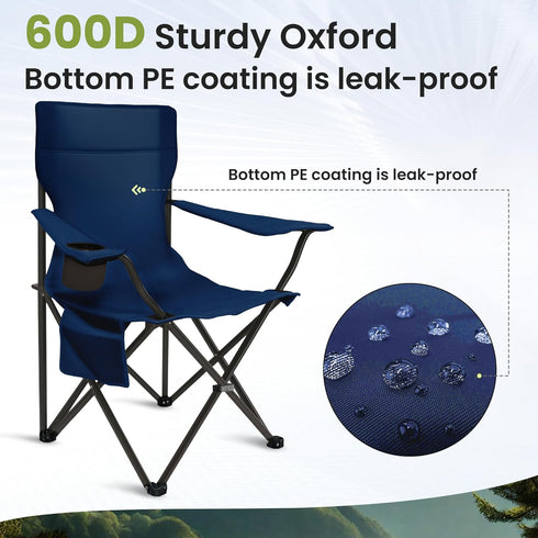 Foristrail 2 Pack, Portable Camping Chair Folding Outdoor Chair with Cup Holder & Side Pocket for Camping, Hiking