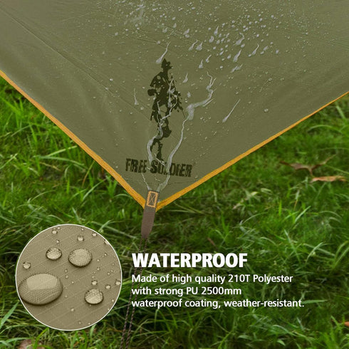 FREE SOLDIER Waterproof Portable Tarp for Outdoor Camping & Traveling (Brown)