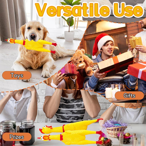 Xeehwb Chicken,12 Inch Rubber Yellow Screaming Chicken Dog Toys,Squeeze Squawking Chickens,Prank Noise Maker Dog Toys