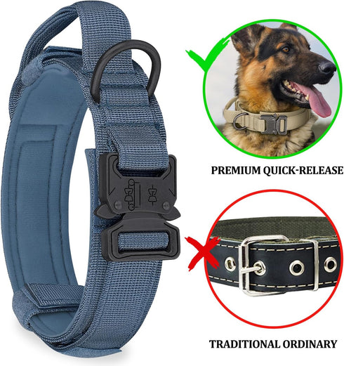COOYOO 3-Piece Tactical Dog Collar Set - Adjustable Military Nylon with Control Handle and Heavy Metal Buckle for Dogs