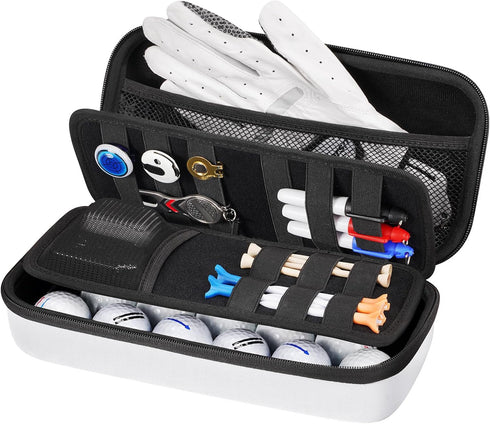 YOREPEK Golf Glove Holder with Removable Shaper - Protective Hard Shell Case Bag with 2 Dividers for Balls, Tees, Golf