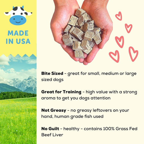 Freeze Dried Beef Liver Dog Treats, Grass Fed, Single Ingredient | Natural, Healthy, High Protein, Diabetic Friendly |