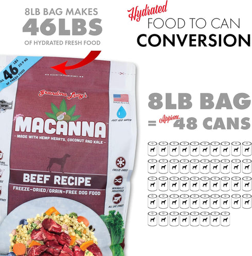 3Lb Grandma Lucy's Macanna Dog Food, Grain Free and Freeze-Dried - Beef Recipe, Bag