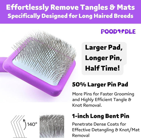 Dog Slicker Brush, Best for Poodles, Doodles, Long Haired Dogs, Perfect for Dematting & Detangling, Large