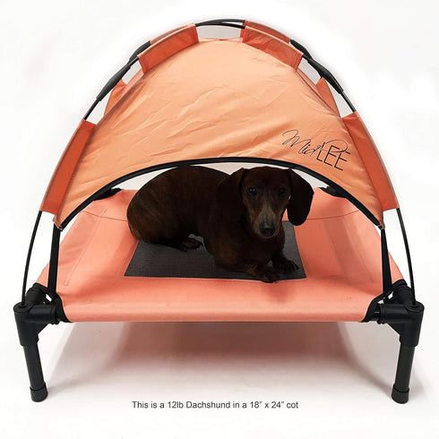 Midlee Salmon Dog Cot with Canopy, 30" x 36"