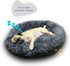 Round Fluppy Calming Pet Bed - Medium Washable Dog Bed, Faux Fur Cat Bed, Non-Slip Bottom, Grey