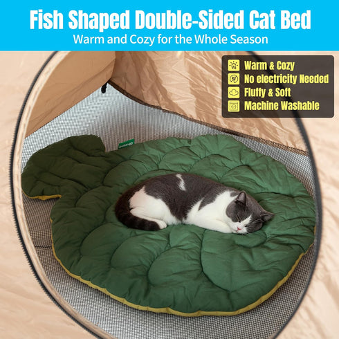 Quickup Pop Up Cat Tent for Outside, X-Large Catio & Cat Enclosure with Fish-Shaped Cat Mat, Portable Outdoor Cat