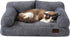 Hollypet Fluffy Plush Dog Cat Pet Sofa Couch, Soft Calming Pet Beds for Medium Small Cats and Dogs, Gray