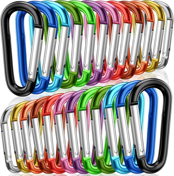 STURME 24 PCS Small Keychain Carabiner Clip Set - 2" Aluminum D Ring, Spring Loaded Gate, Durable Mini Lock Snap Hooks