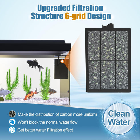 15 Pack PF-L Filter Cartridges - Replacement Aquarium Carbon Cartridge with Zeolite for Top Fin Silenstream PF20, PF30,