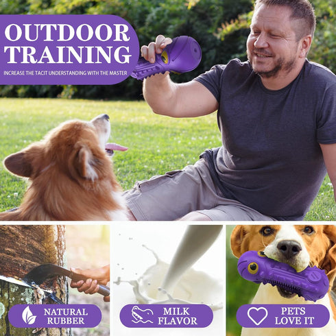 Dog Squeaky Toys for Aggressive Chewers, Durable Natural Rubber Toys for Large Medium Breed Dogs