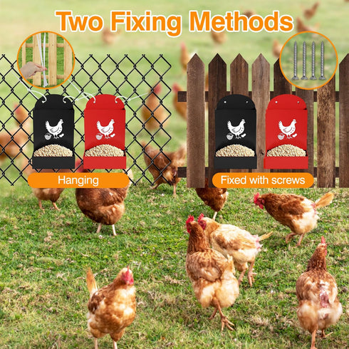 2 Pack Chicken Oyster Shell Feeder&Grit Feeder Large Capacity,PVC Chicken Coop Accessories Hanging Poultry Feeder