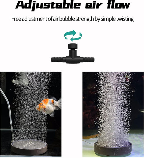UPETTOOLS Fish Bubbler Kit for Aquarium Fish Tank, 5.1 Inch Oxygen Aerator Stone with Airline Tubing & Check Valve