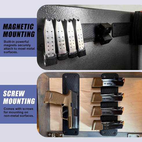 ANTREEMAG Ammunition 8 Ammo Magnet Mag Holder Pistol Magazines Capacity, Magnetic Storage in Home Bedroom Desk Car