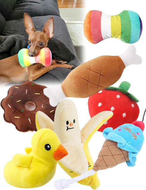 Puppy Toys - 7 PCS Adorable Plush Chews for Small Dogs, Safe Interactive Teething Playmates