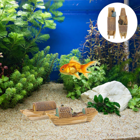 ifundom 2 Pcs Boat Crafts, Miniature Pond Ornament for Aquarium Broken Boat Decoration