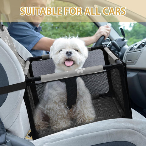 PetsHome Dog Car Seat Upgrade, Foldable Booster Seat with 12 PVC Tubes, Waterproof Travel Seat for Small to Medium Dogs
