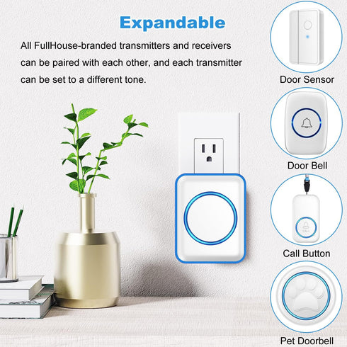 1000 Full House Dog Doorbell for Potty Training, Wireless Pet Doggie Door Bell Training to Go Outside, Waterproof Touch