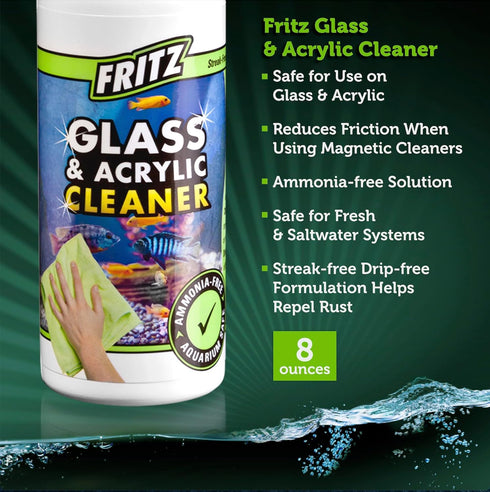 Fritz Aquatics Aquarium Glass & Acrylic Cleaner Spray for a Crystal Clear Tank, 8-Ounce