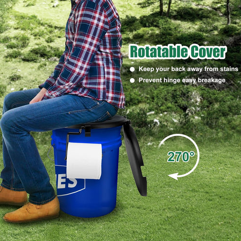 5 Portable Toilet Seat for Gal Buckets, Camping Toilet with Lid for Adults, Snap-on Toilet Seat for Outdoor, Camping