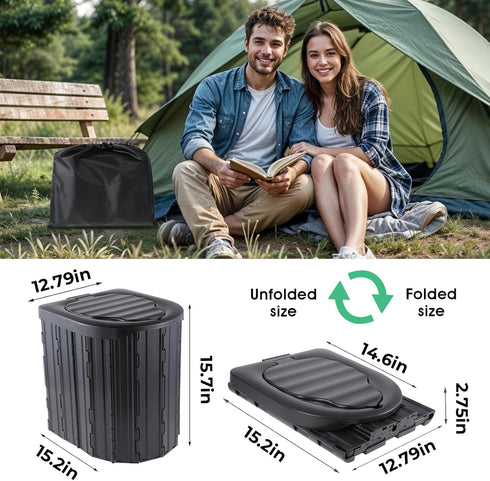 (black-15.7''H) Camping Toilet, Portable Toilet for Adults, Camp Toilet with Handbag, Travel Potty for Camping, Hiking
