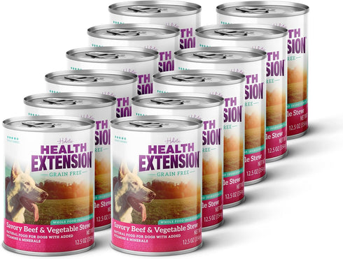 Health Extension Savory Beef Stew Grain-Free Wet Dog Food, 12.5 oz -