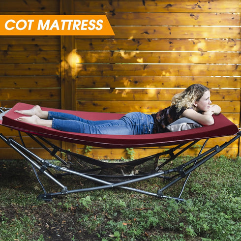 2in CYMULA Camping Cot Mattress Memory Foam Sleeping Pad,Soft Warm Non-Slip Camping Mattress Topper with Retaining