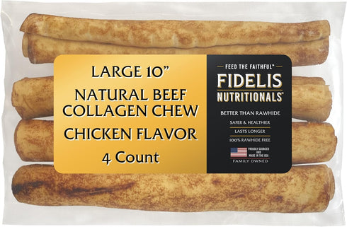 Fidelis Collagen Chews Sticks for Dogs - Natural Healthy Chew, Supports Joint Health & Dental Care, Made in USA (4 Pack)