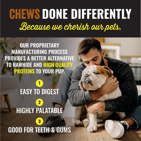 etta says! Crunchy Premium Dog Chews, 4.5" Buffalo Dog Chews - Made in The USA, Grain-Free, 36 Count