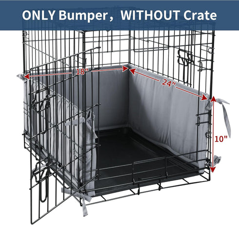 HOMBYS Dog Crate Bumper with Ties (ONLY Bumper, Without Crate)-Soft Crate Accessorie Dog Kennel Cover-Dog Crate Training Pads for a Safe & Comfortable Crate-Fit Front Door Crates-24"x18"x10", Grey