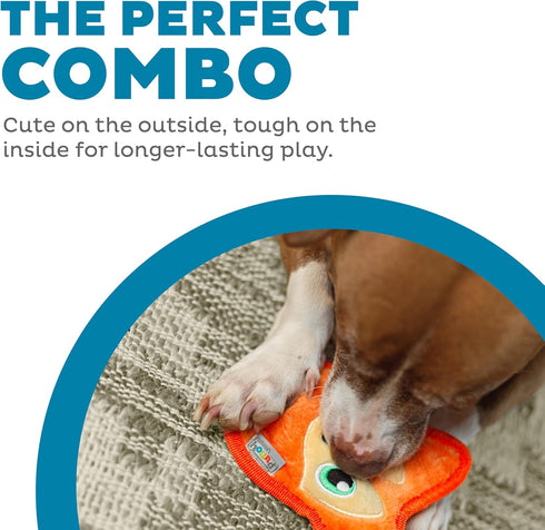 Outward Hound Durablez Tough Plush Squeaky Dog Toy, Fox, Orange, XS