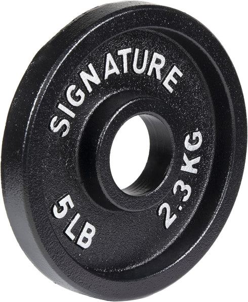 Signature Fitness Deep Dish 2-Inch Olympic Cast Iron Weight Plates - E-Coating for Durability