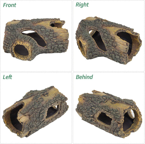 Uniclife Resin Hollow Tree Trunk Betta Log Aquarium Decoration, Fish House Cave Wood Decor for Small & Medium Tanks