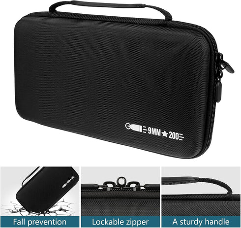 200 Round 9MM Ammo Case, Bullet Storage Box Compatible with 9mm Luger, 45 ACP, 380 ACP, Locking Travel Safe
