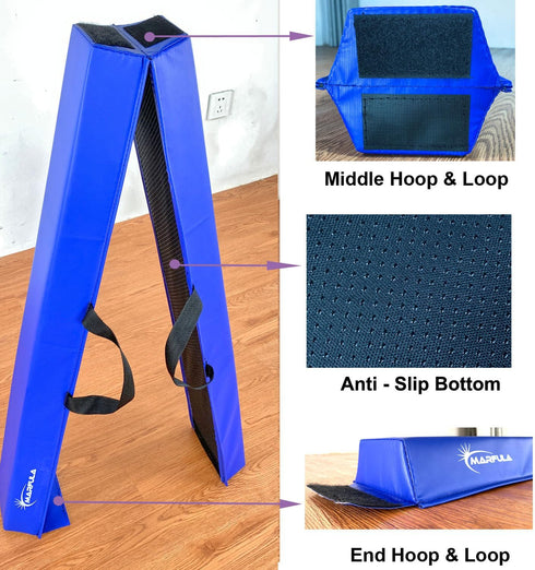6 10 MARFULA Balance Beam - Folding Floor Gymnastics Equipment for Kids, Non Slip Base - FT to FT for Home Gym Use