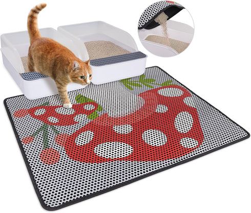 Bienbee Cat Litter Mat, 30"x24" - Double Layer Litter Trapping Mat, Reduces Tracking and Keeps Floors Clean