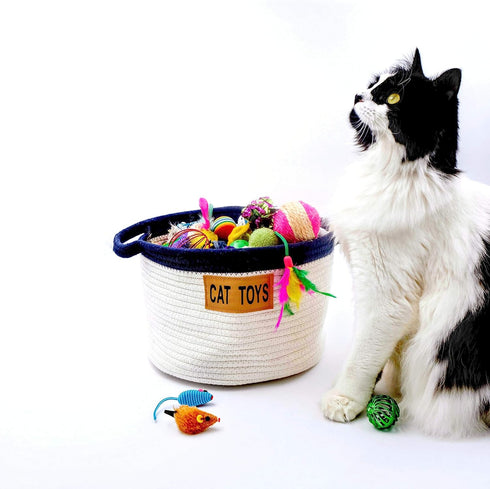 Midlee Cat Toy Rope Cotton Basket, Small Size