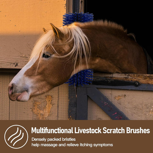 2 pack) Livestock Scratching Brush, Flexible PBT Horse Grooming Kit Horse Brushes, Massage Brush Kit for Cattle, Cow