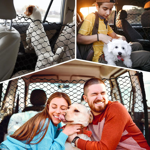 Dog Car Net Barrier for SUV, Adjustable Back Seat Divider Net, Easy to Install and Remove, Car Organizer Storage Bag