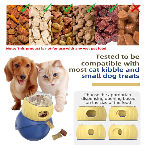 Owl-Shaped Pet Treat Food Dispenser, Adjustable Puzzle Slow Feeder, Interactive Chase Treat Ball for Cat & Dog